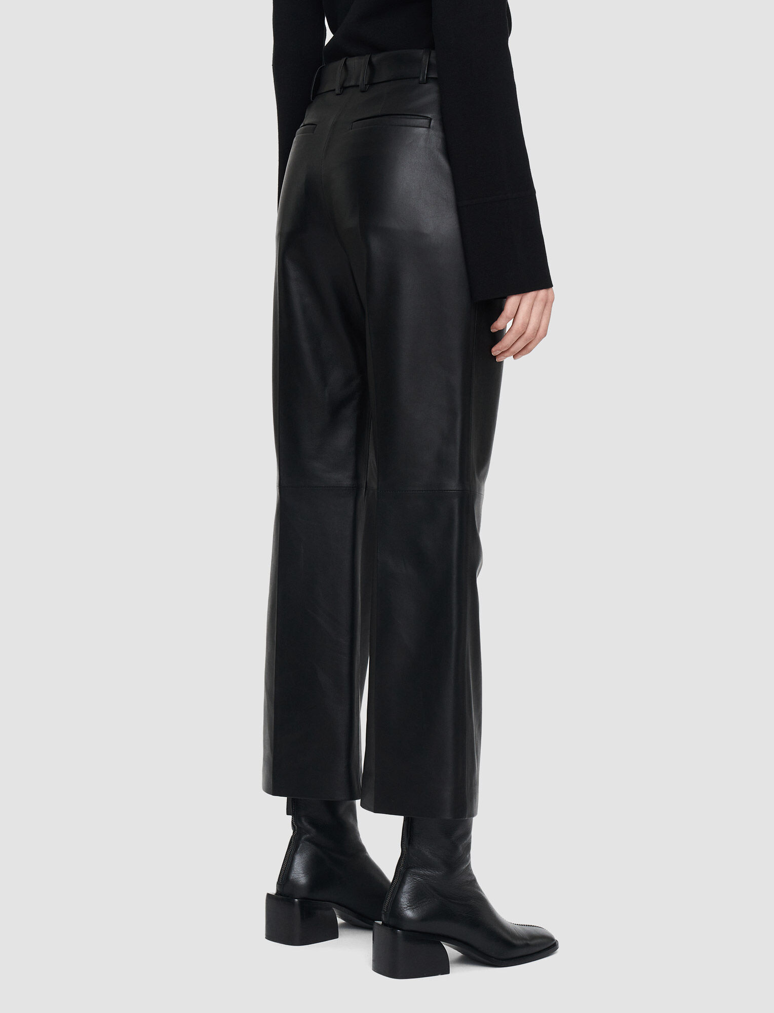 Joseph, Nappa Leather Talia Trousers, in Black